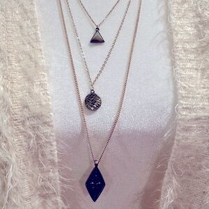 WORLD MARKET HAVANA GOLDTONE THREE LAYER CURVED BAR NECKLACE